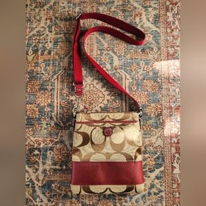 Coach Red and Tan Crossbody Bag